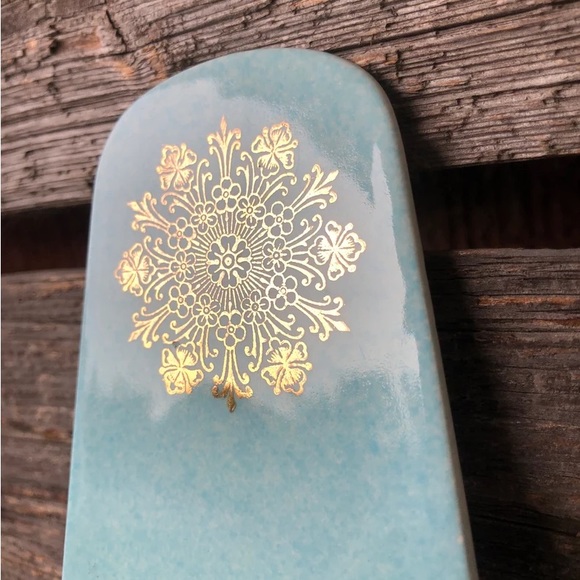 Vintage Cake server Blue & Gold Yellow rose H. Aynsley made in England Wedding🩵 - Picture 4 of 11